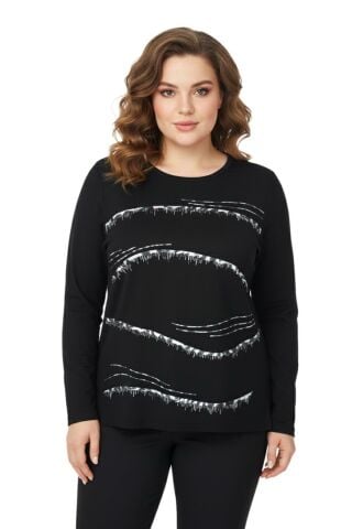 Kadın Siyah Sıfır Yaka Taşlı Bluz BGL-ST05155