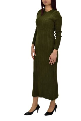 Kadın Triko Fitilli  Vücuda Oturan Uzun Kollu Elbise BGL-ST04210