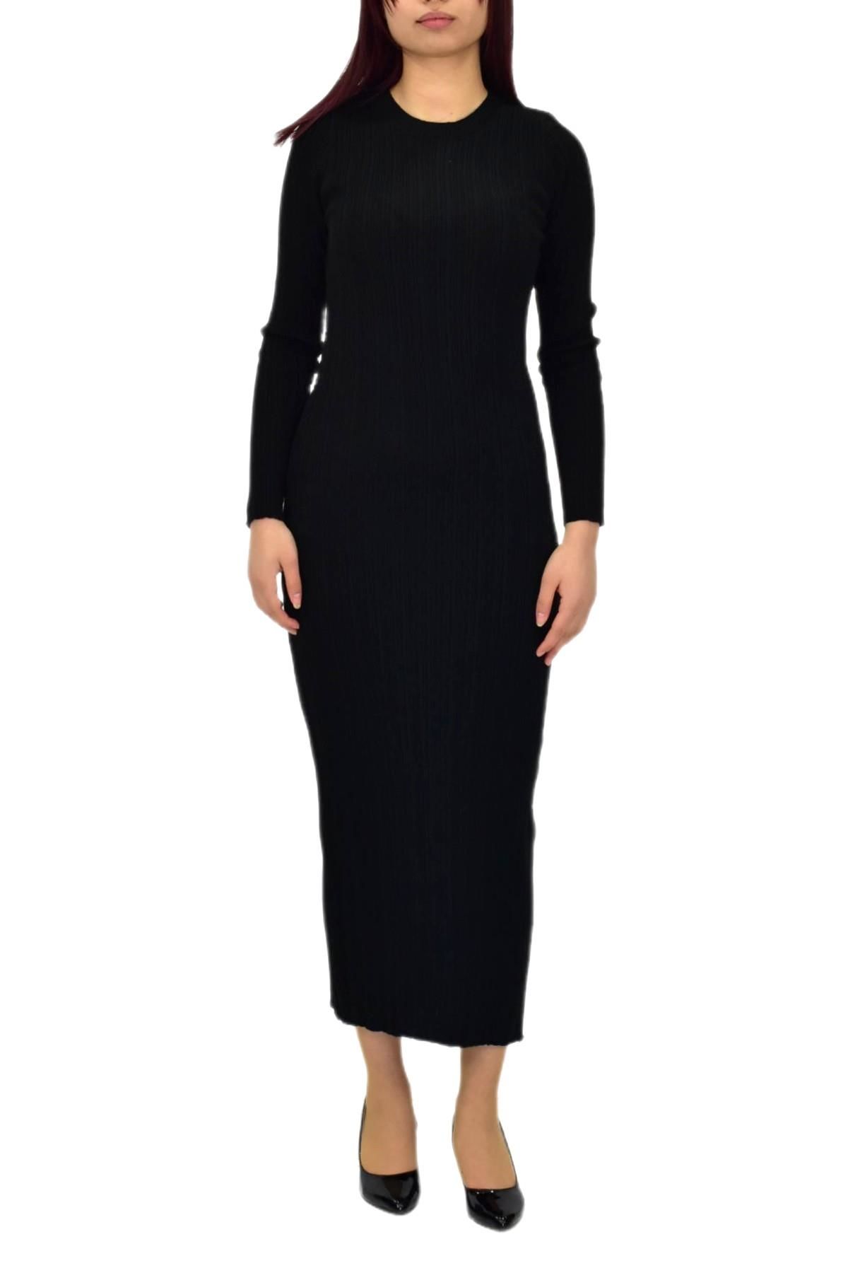 Kadın Triko Fitilli  Vücuda Oturan Uzun Kollu Elbise BGL-ST04210