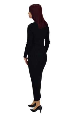 Kadın Triko Fitilli  Vücuda Oturan Uzun Kollu Elbise BGL-ST04210