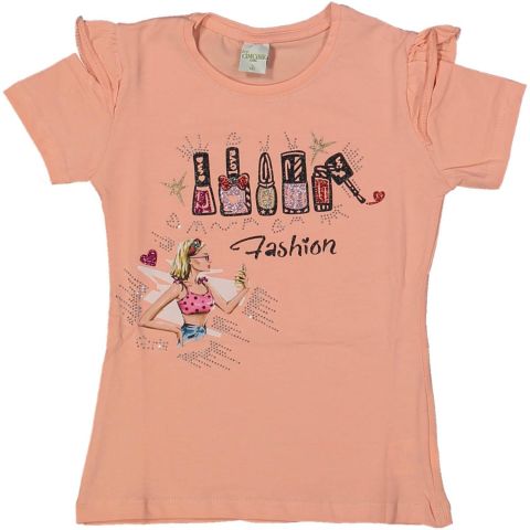 Kız Çocuk Taşlı Baskılı Tişört  BGL-ST04450