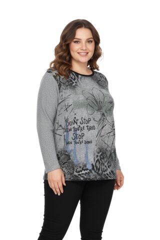 Kadın Yumoş Taşlı Baskılı Bluz BGL-ST05068