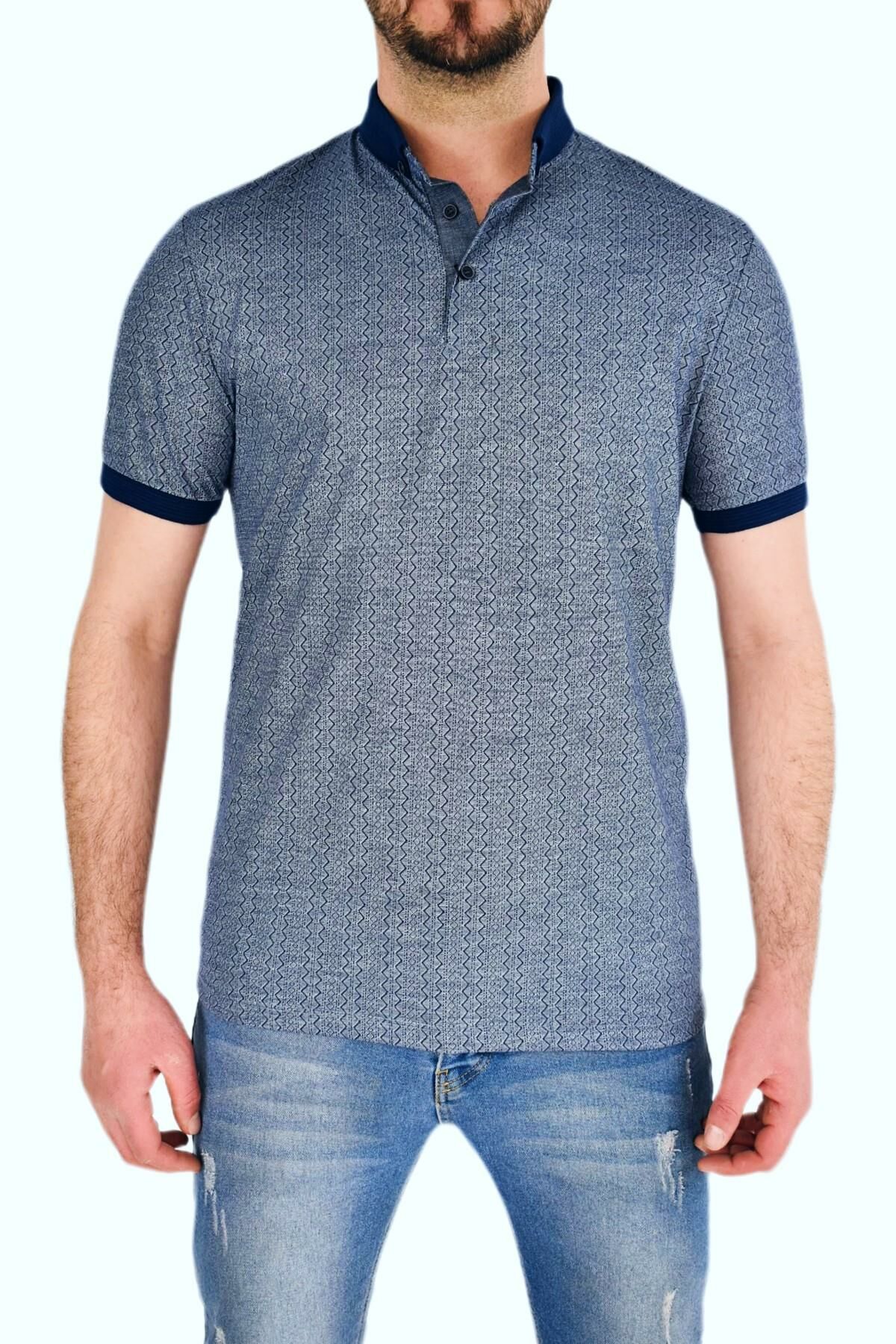 Erkek Gömlek Yaka Tişört Çizğili BGL-ST01944