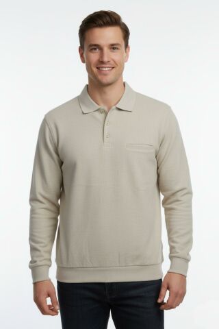 Erkek Polo Yaka Cepli Selanik Sweatshirt Regular Kalıp BGL-ST04872