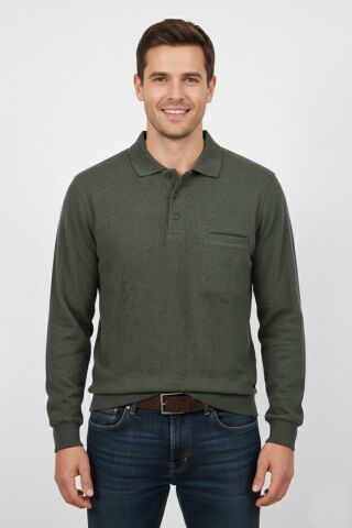 Erkek Polo Yaka Cepli Selanik Sweatshirt Regular Kalıp BGL-ST04872