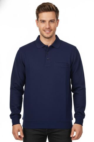 Erkek Polo Yaka Cepli Selanik Sweatshirt Regular Kalıp BGL-ST04872