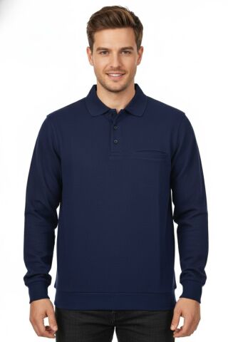 Erkek Polo Yaka Cepli Selanik Sweatshirt Regular Kalıp BGL-ST04872
