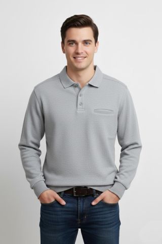 Erkek Polo Yaka Cepli Selanik Sweatshirt Regular Kalıp BGL-ST04872