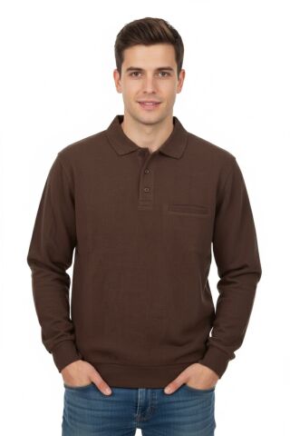 Erkek Polo Yaka Cepli Selanik Sweatshirt Regular Kalıp BGL-ST04872