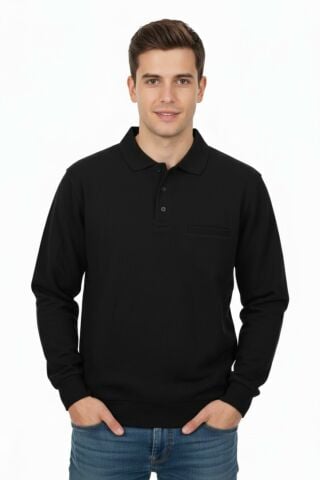 Erkek Polo Yaka Cepli Selanik Sweatshirt Regular Kalıp BGL-ST04872
