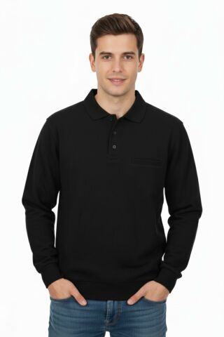 Erkek Polo Yaka Cepli Selanik Sweatshirt Regular Kalıp BGL-ST04872