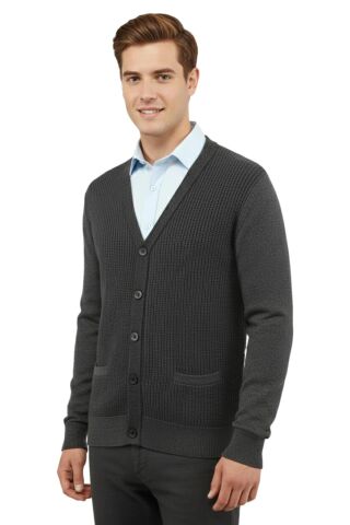 Erkek Düğmeli Hırka Cepli Çelik Örgü Klasik Kalıp 5208M BGL-ST04965