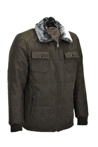 Erkek Spor Peluş Yaka Süet Mont 3126 BGL-ST03996