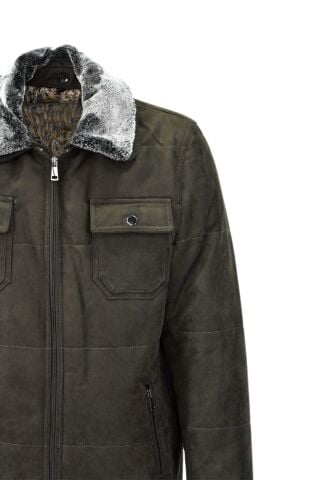 Erkek Spor Peluş Yaka Süet Mont 3126 BGL-ST03996