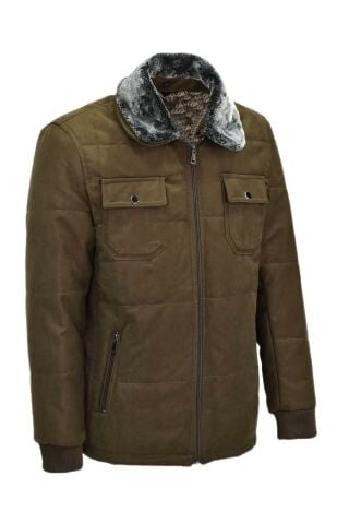 Erkek Spor Peluş Yaka Süet Mont 3126 BGL-ST03996