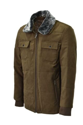 Erkek Spor Peluş Yaka Süet Mont 3126 BGL-ST03996