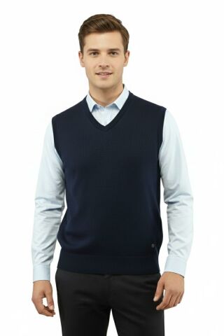 Erkek V Yaka Süveter Çelik Örgü Regular Kalıp 5200H BGL-ST04962