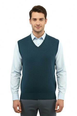 Erkek V Yaka Süveter Çelik Örgü Regular Kalıp 5200H BGL-ST04962