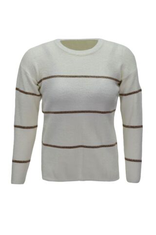 Kadın Çizgili Yumoş Spor Triko Kazak BGL-ST04124