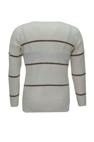 Kadın Çizgili Yumoş Spor Triko Kazak BGL-ST04124