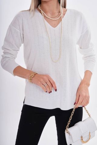 Kadın V Yaka Simli Kazak 12799 BGL-ST04107