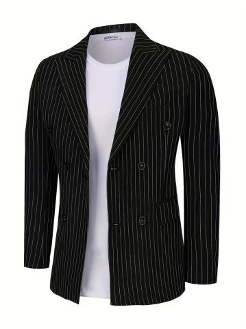 Erkek Kruvaze Silim Fitt Çizgili Takım Elbise BGL-ST04764