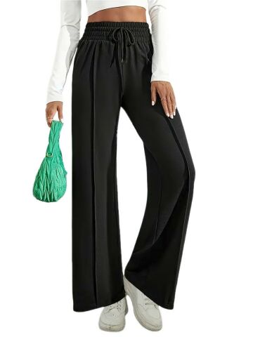 Kadın Siyah Bol Paçalı Çimalı Eşofman Altı BGL-ST04627