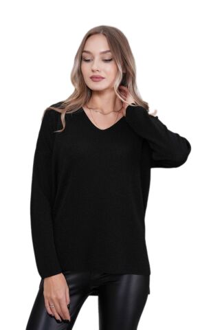 Kadın V Yaka Yaka Simli Kazak 12815 BGL-ST04225