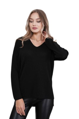 Kadın V Yaka Yaka Simli Kazak 12815 BGL-ST04225