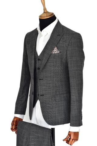 Erkek Silim Fitt Çift Yırtmaçlı Yelekli Takım Elbise BGL-ST03413