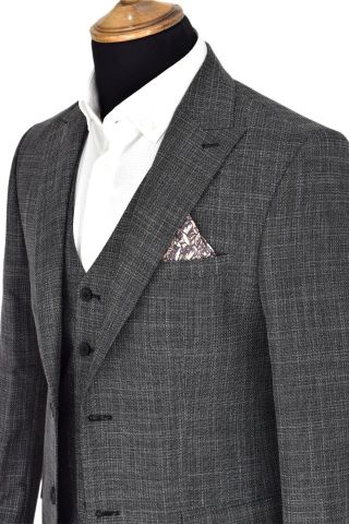 Erkek Silim Fitt Çift Yırtmaçlı Yelekli Takım Elbise BGL-ST03413