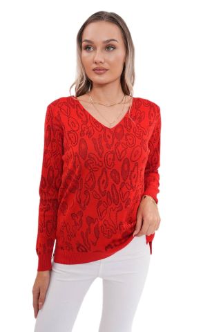 Kadın V Yaka Simli Kazak 12777 BGL-ST04101