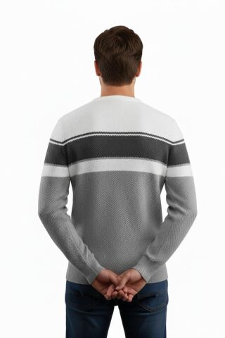 Erkek Sıfır Yaka Kazak Petek Örgü Klasik Kalıp 5244C BGL-ST04861