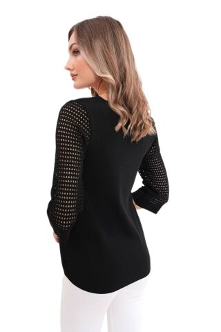 Kadın V Yaka Kol Fileli Kazak 12767 BGL-ST04222