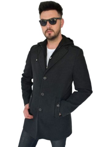 Erkek Kaşe Kapüşonlu Kaban 9150 BGL-ST01624