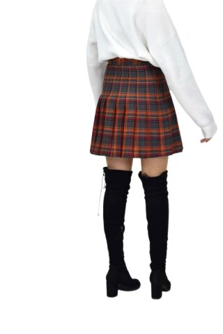 Kadın Ekose Kolej Etek Turuncu Füme KUYUCAK-28