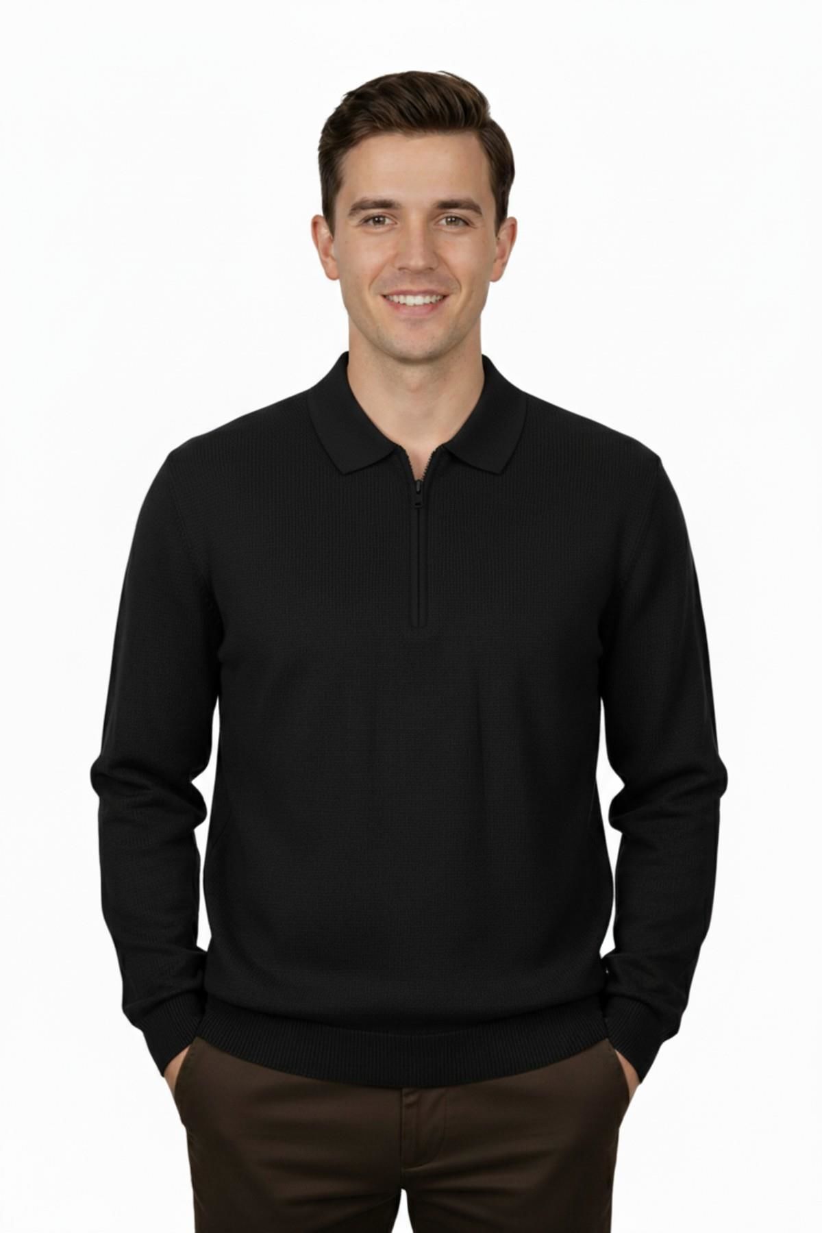 Erkek Regular Fit Polo Yaka Petek Triko Kazak BGL-ST04825