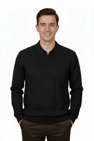 Erkek Regular Fit Polo Yaka Petek Triko Kazak BGL-ST04825