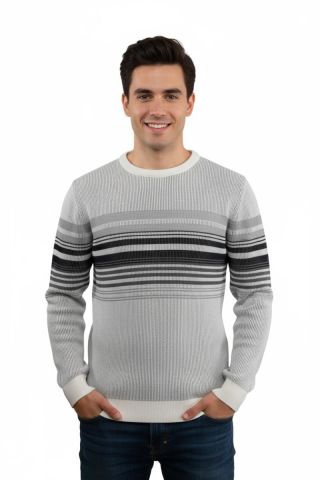 Erkek Sıfır Yaka Kazak Selanik Örgü Klasik Kalıp 5245C BGL-ST04860