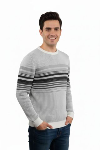 Erkek Sıfır Yaka Kazak Selanik Örgü Klasik Kalıp 5245C BGL-ST04860