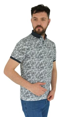 Erkek Polo Yaka Dijital Baskılı Tişört Waffle 2372 BGL-ST02797