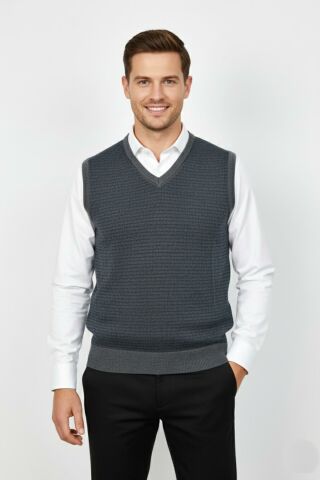 Erkek V Yaka Süveter  Çelik Örgü Regular Kalıp BGL-ST04840