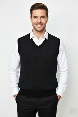 Erkek V Yaka Süveter  Çelik Örgü Regular Kalıp BGL-ST04840