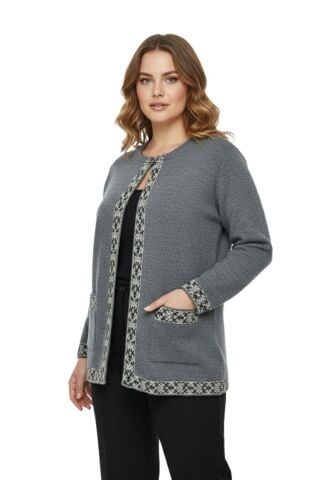 Kadın Anne Triko Kilim Desen Hırka BGL-ST05066