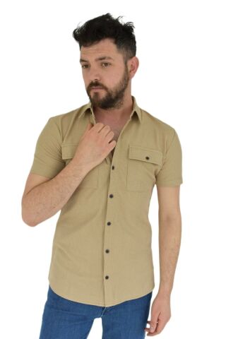 Erkek Polo Yaka Cepli Dügmeli Tişört Waffle 2362 BGL-ST02798