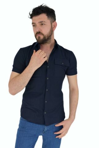 Erkek Polo Yaka Cepli Dügmeli Tişört Waffle 2362 BGL-ST02798