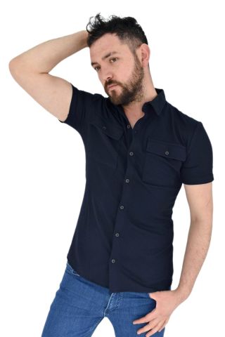 Erkek Polo Yaka Cepli Dügmeli Tişört Waffle 2362 BGL-ST02798