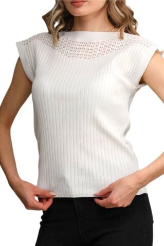 Kadın Triko Kayık Yaka Omuz Fitilli Askılı Atlet 12731 BGL-ST04220