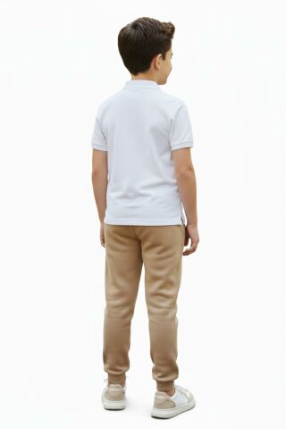 Bej Rengi 3 İplik Manşetli Kız Erkek Çocuk Eşofman Altı BGL-ST05045