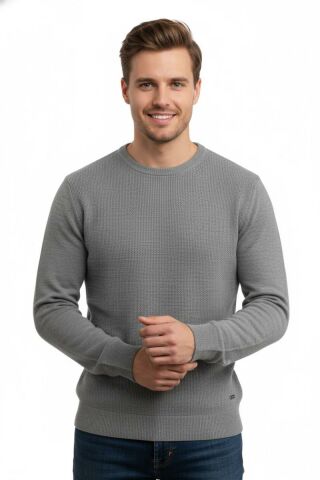 Erkek Sıfır Yaka Kazak Petek Örgü Klasik Kalıp 5243C BGL-ST04859